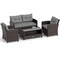 Costway 4 PCS Patio Rattan Furniture Set Glass Table Shelf Sofa Cushion Gray